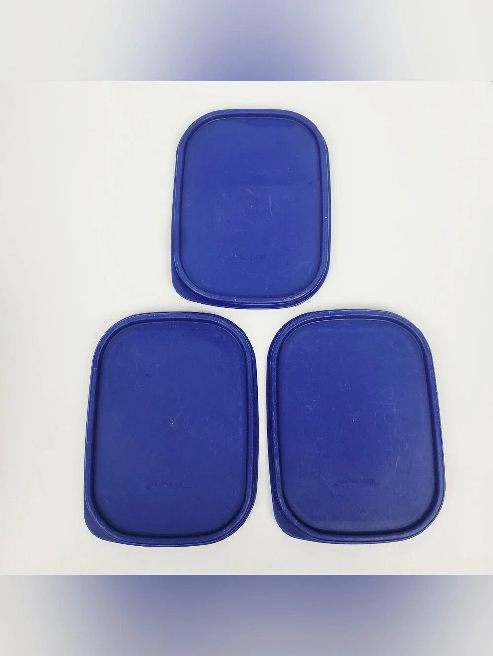 Vtg 80s~Tupperware Modular Mates 1792 8 Cups~1962 400ml~Clear w/Blue Lids 1793